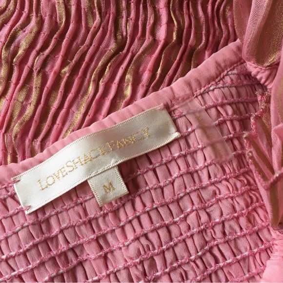 LoveShackFancy Gilded Violet Pink/Gold Gilded Ruffle- Shirred Mini Dress- sz M - Picture 11 of 13